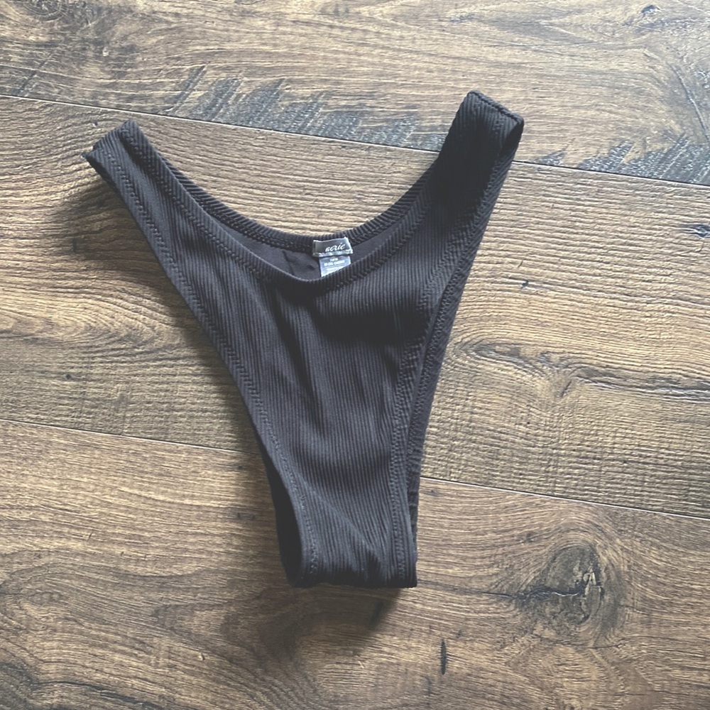 AERIE RIBBED HIGH CUT BIKINI BOTTOM